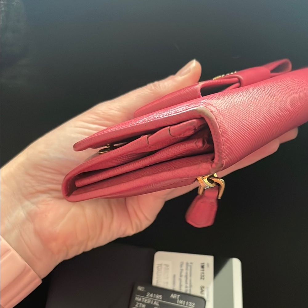 Prada Pink Saffiano Bow Wallet - Picture 7 of 11